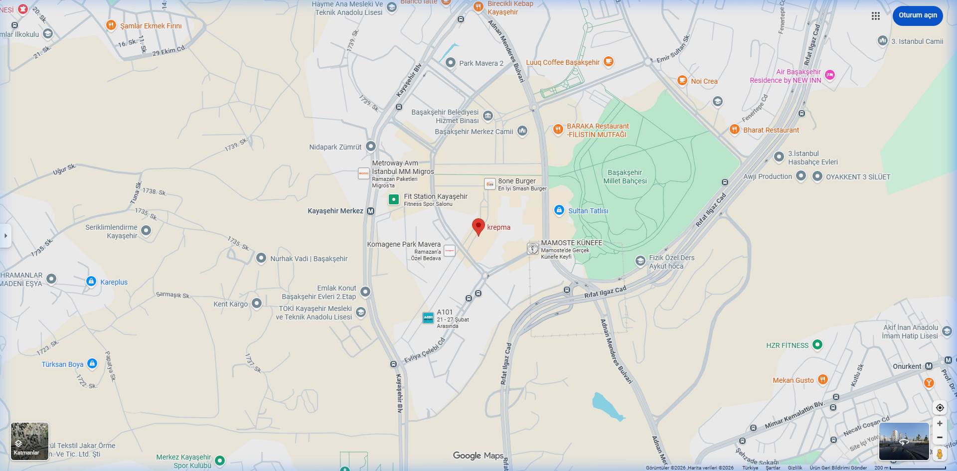 Krepma Kayaşehir Konum